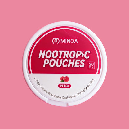 Minoa Nootropic Pouches – Clean Energy & Focus – Peach Flavor (20 Count)