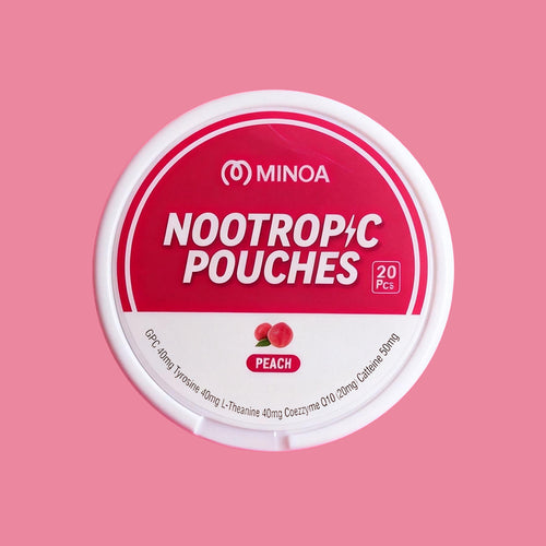Minoa Nootropic Pouches – Clean Energy & Focus – Peach Flavor (20 Count)