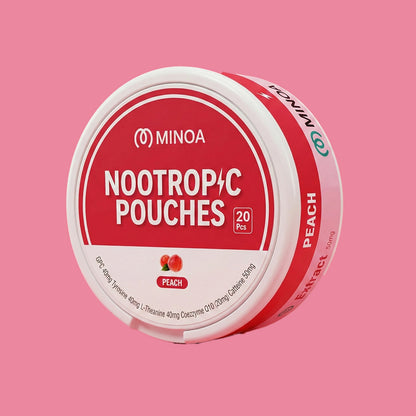 Minoa Nootropic Pouches – Clean Energy & Focus – Peach Flavor (20 Count)